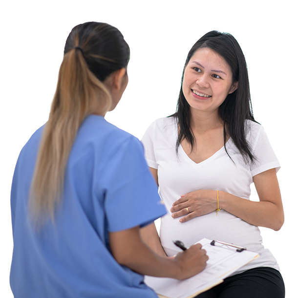 Medical Professional having a conversation with a birthing parent